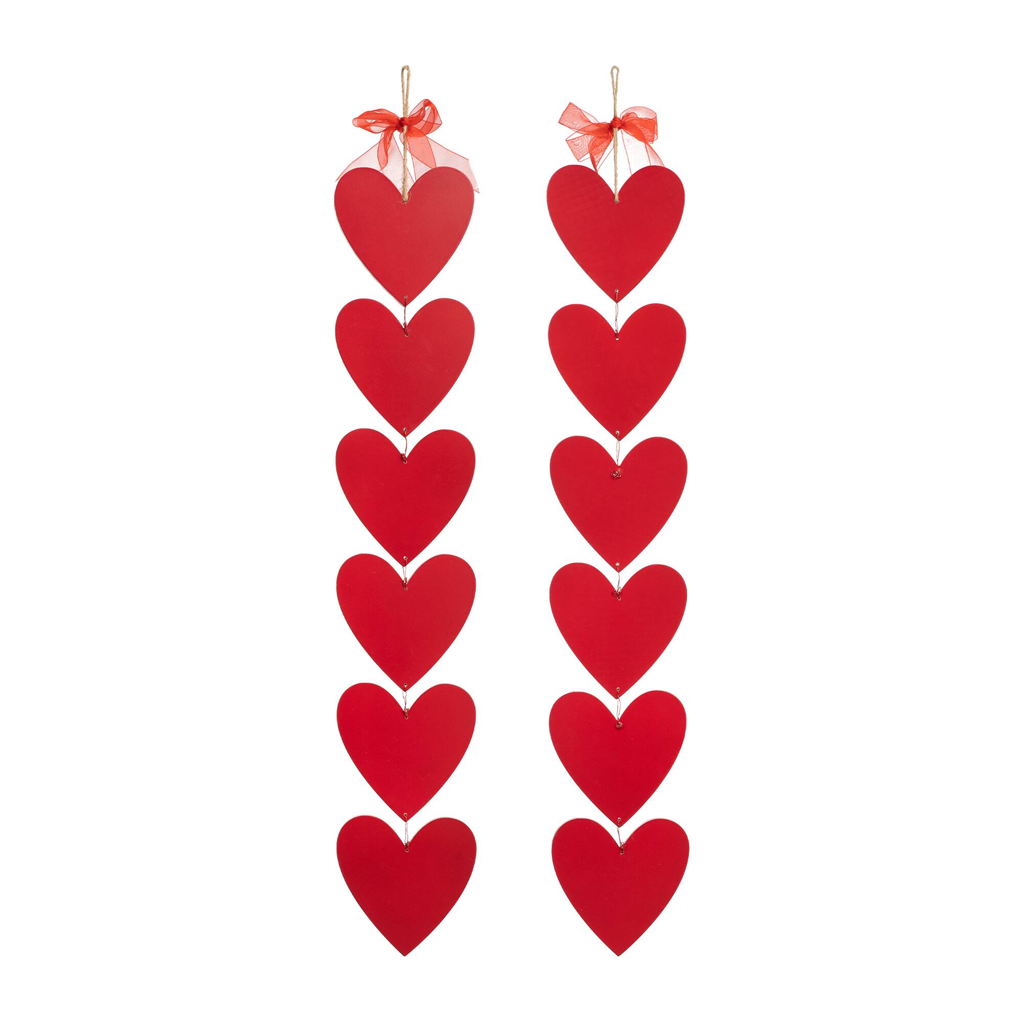 Glitzhome® 30" Set of 2 Valentine's Wooden Heart Door Hanger